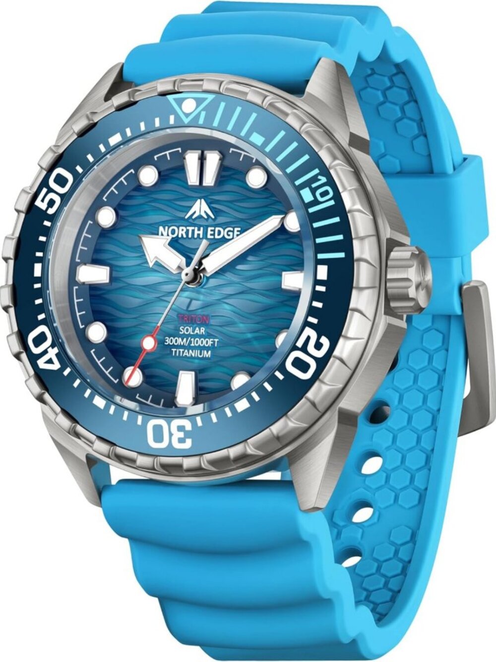Solar Powered Dive Watch for Men, 1000FT Water Resistant, Luminous Dial